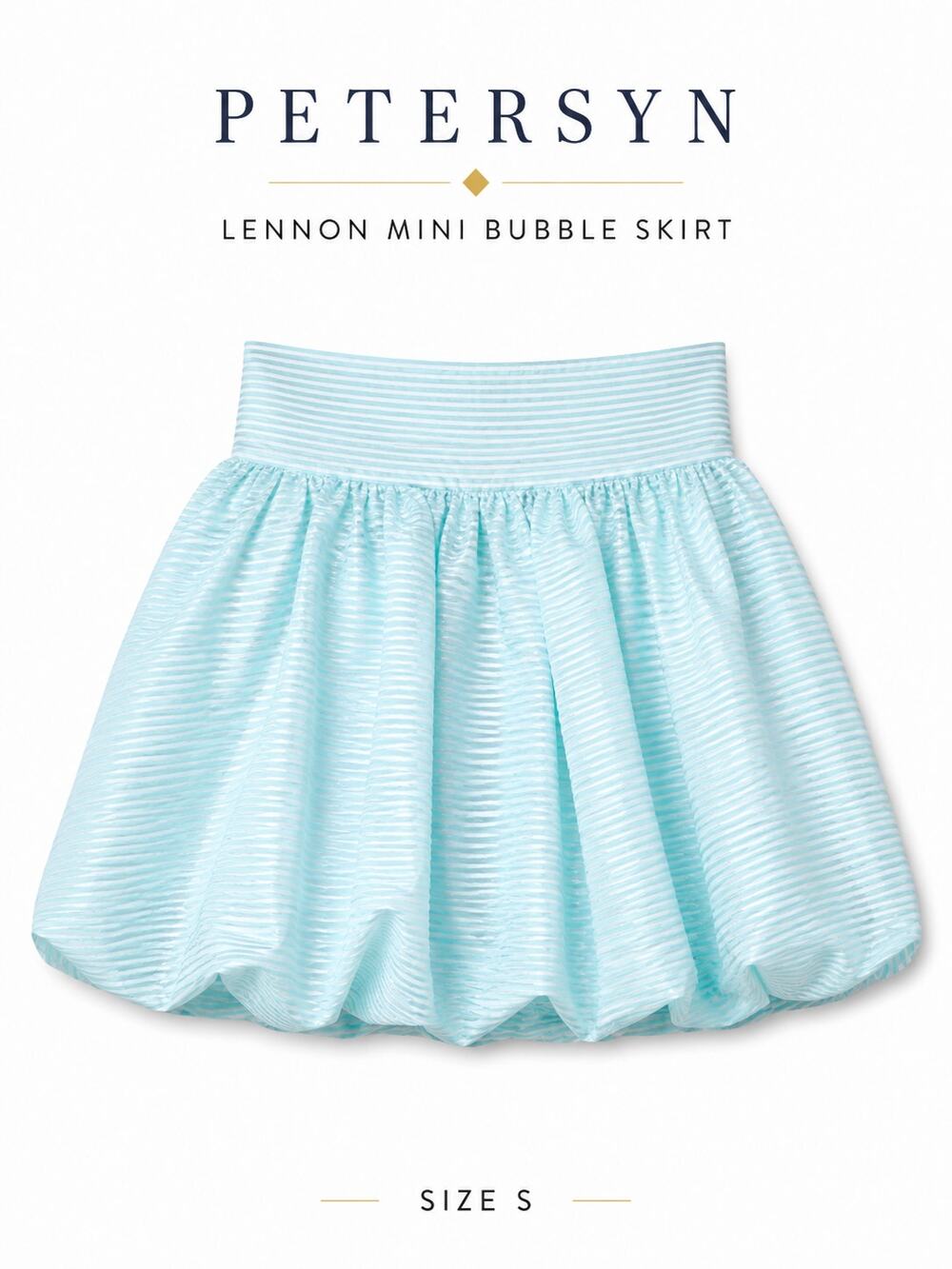 Petersyn Lennon Bubble Skirt Small NWT Aqua Stripe Mini Statement Skirt